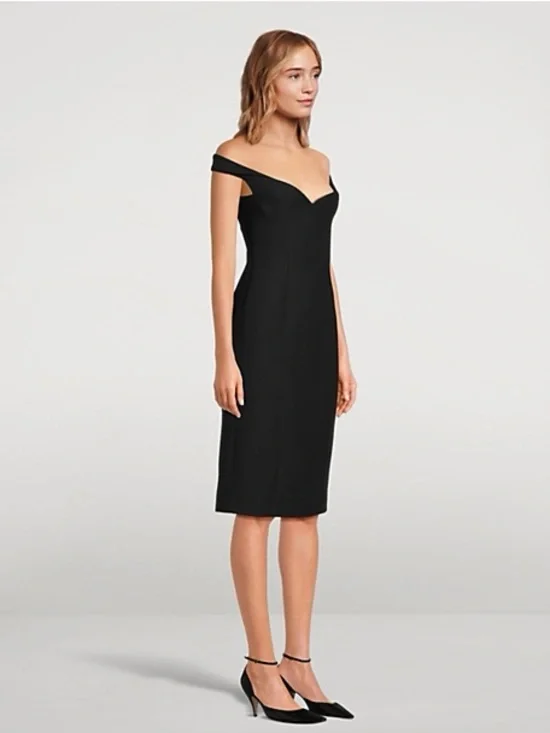 Calvin Klein Off-Shoulder Black Sheath Dress - Picture 2 of 7
